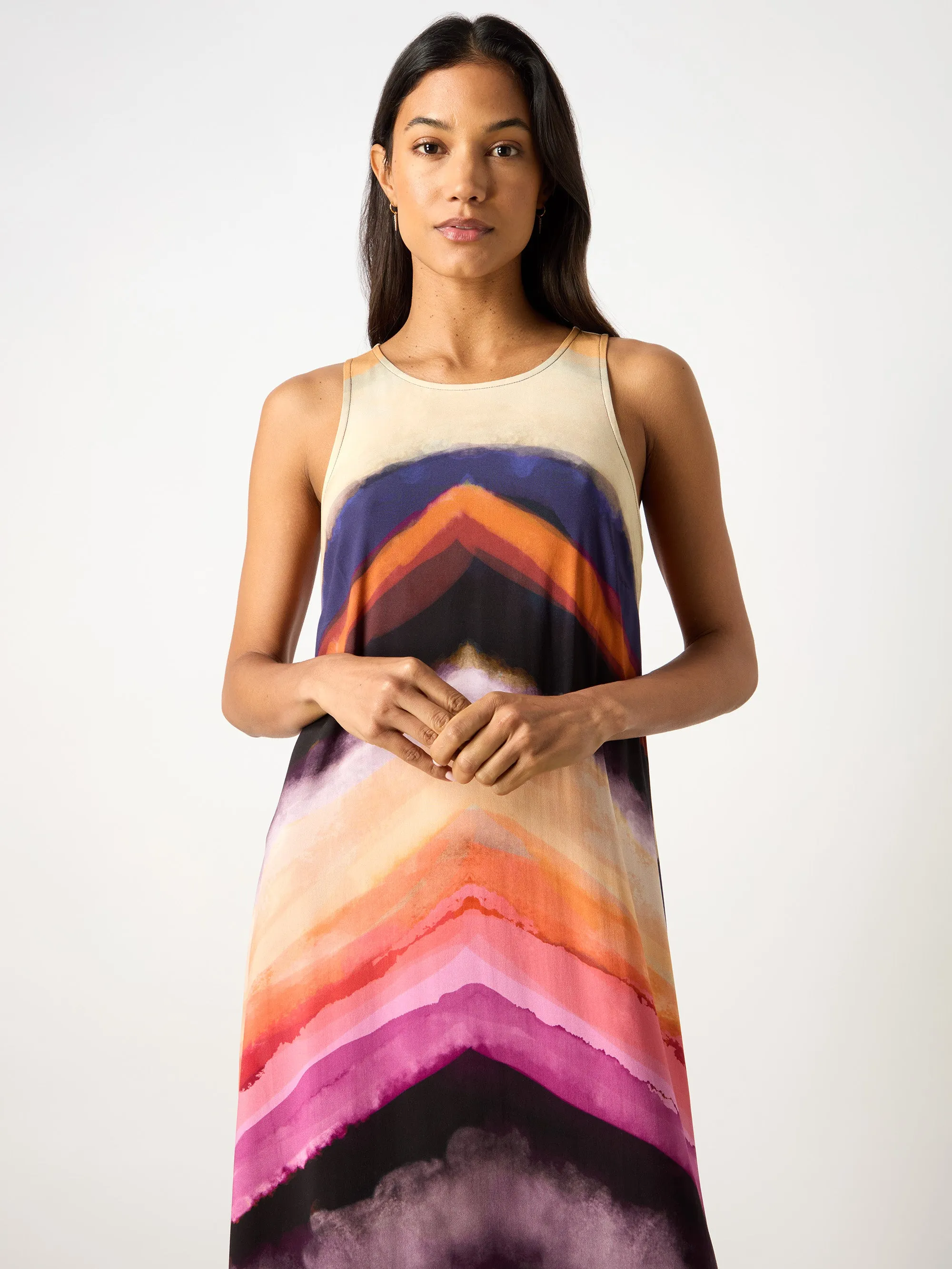 Multi Chevron Stripe Print Dress