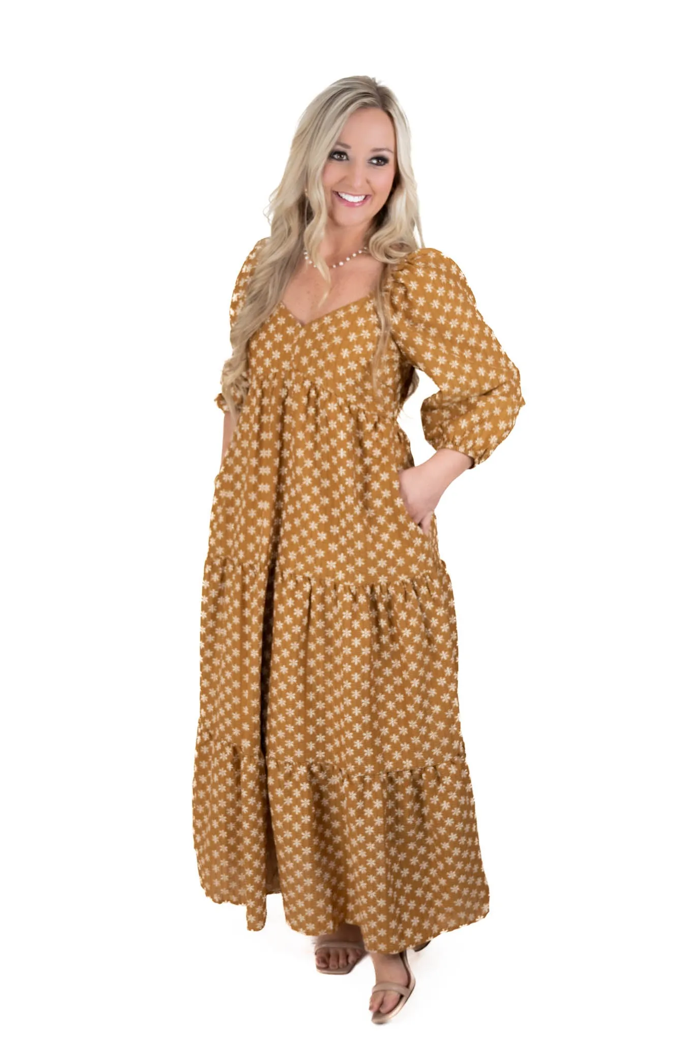 Mustard Floral Maxi Dress