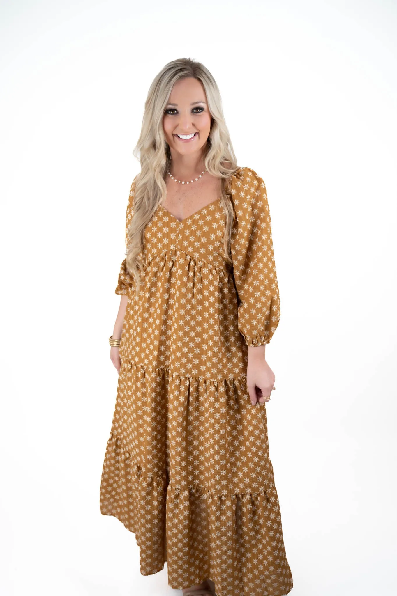 Mustard Floral Maxi Dress