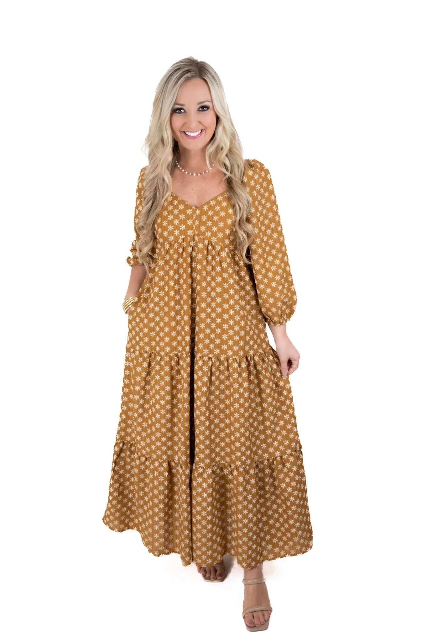 Mustard Floral Maxi Dress