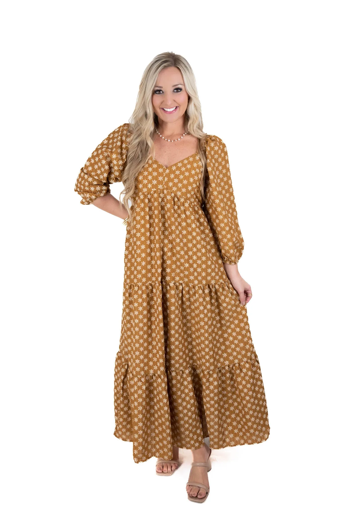 Mustard Floral Maxi Dress