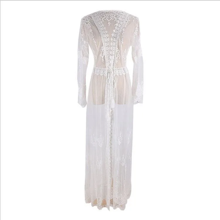 New Mesh Embroidered Lace Beach Bikini Cover up