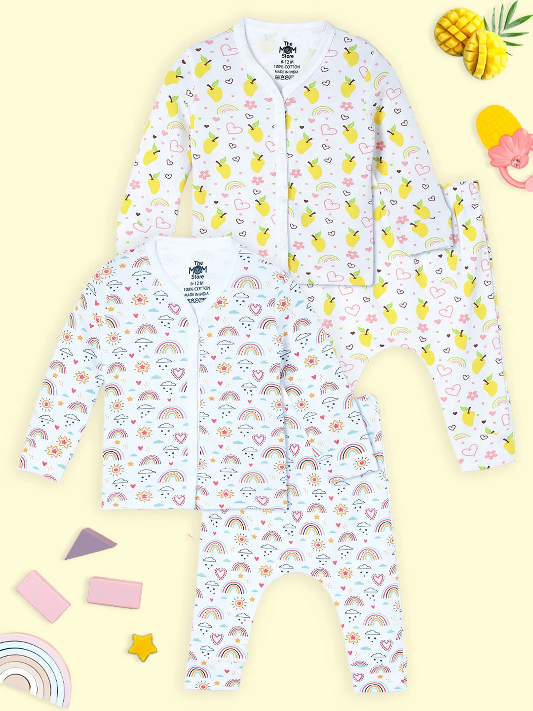 Newborn and Infant Pajama Set Combo of 2: Rainbow Land-Mango Mia