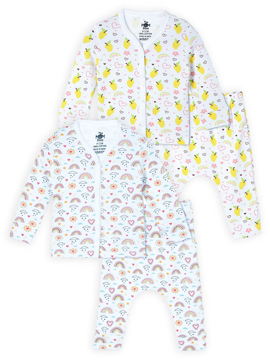 Newborn and Infant Pajama Set Combo of 2: Rainbow Land-Mango Mia