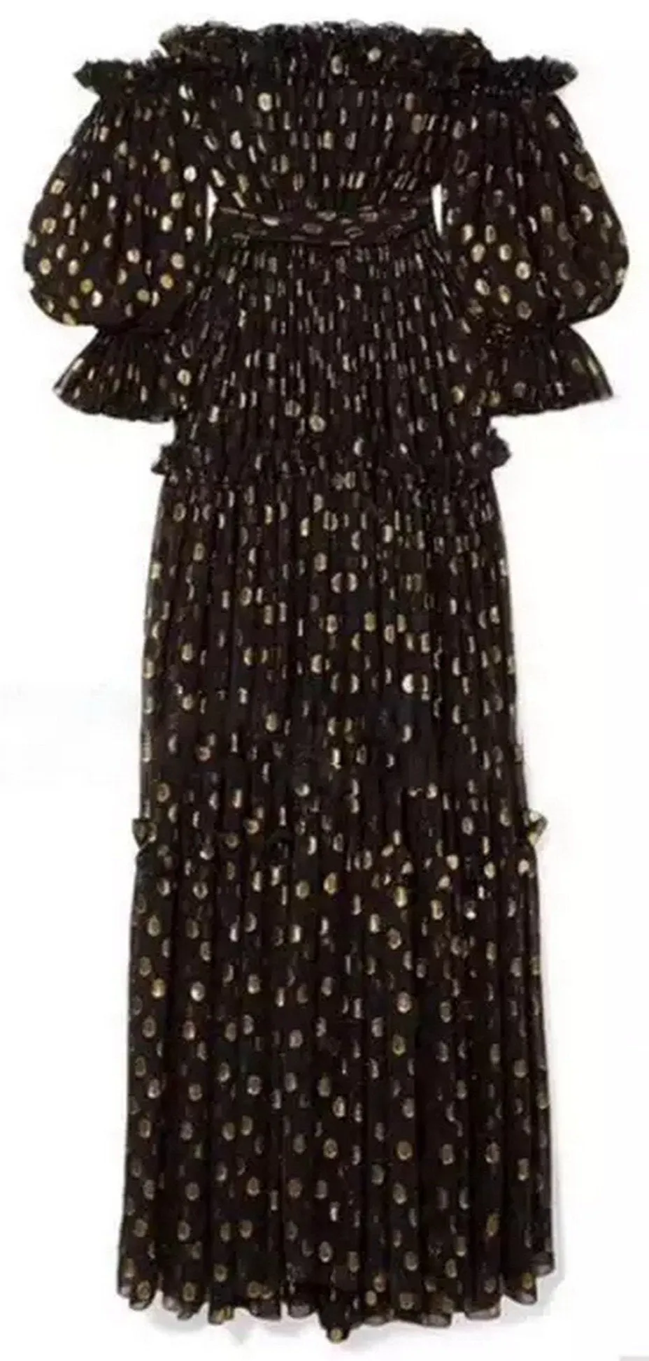 Off-the-Shoulder Polka Dot Gown