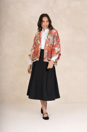 One Hundred Stars Short Lightweight Kimono in Orange Fiesta Print - KIMFIEORA
