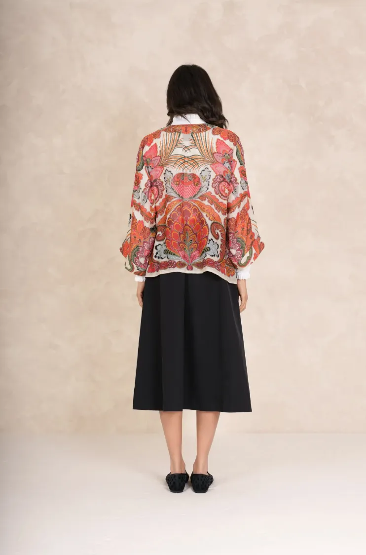 One Hundred Stars Short Lightweight Kimono in Orange Fiesta Print - KIMFIEORA