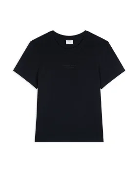 Organic Cotton Tonal Embroidered Logo Short Sleeve T-Shirt - Black