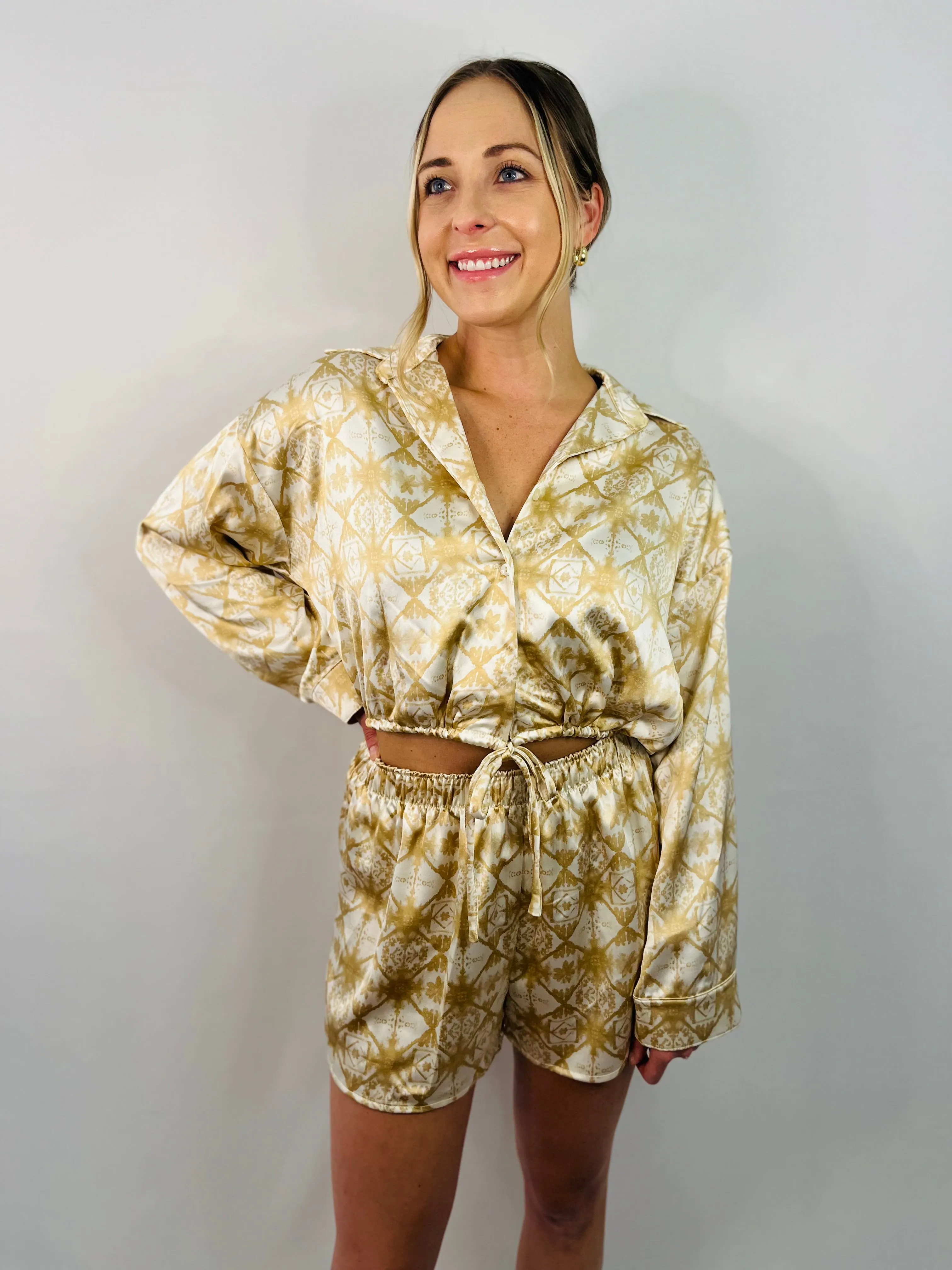 Out of Office Satin Shorts Set