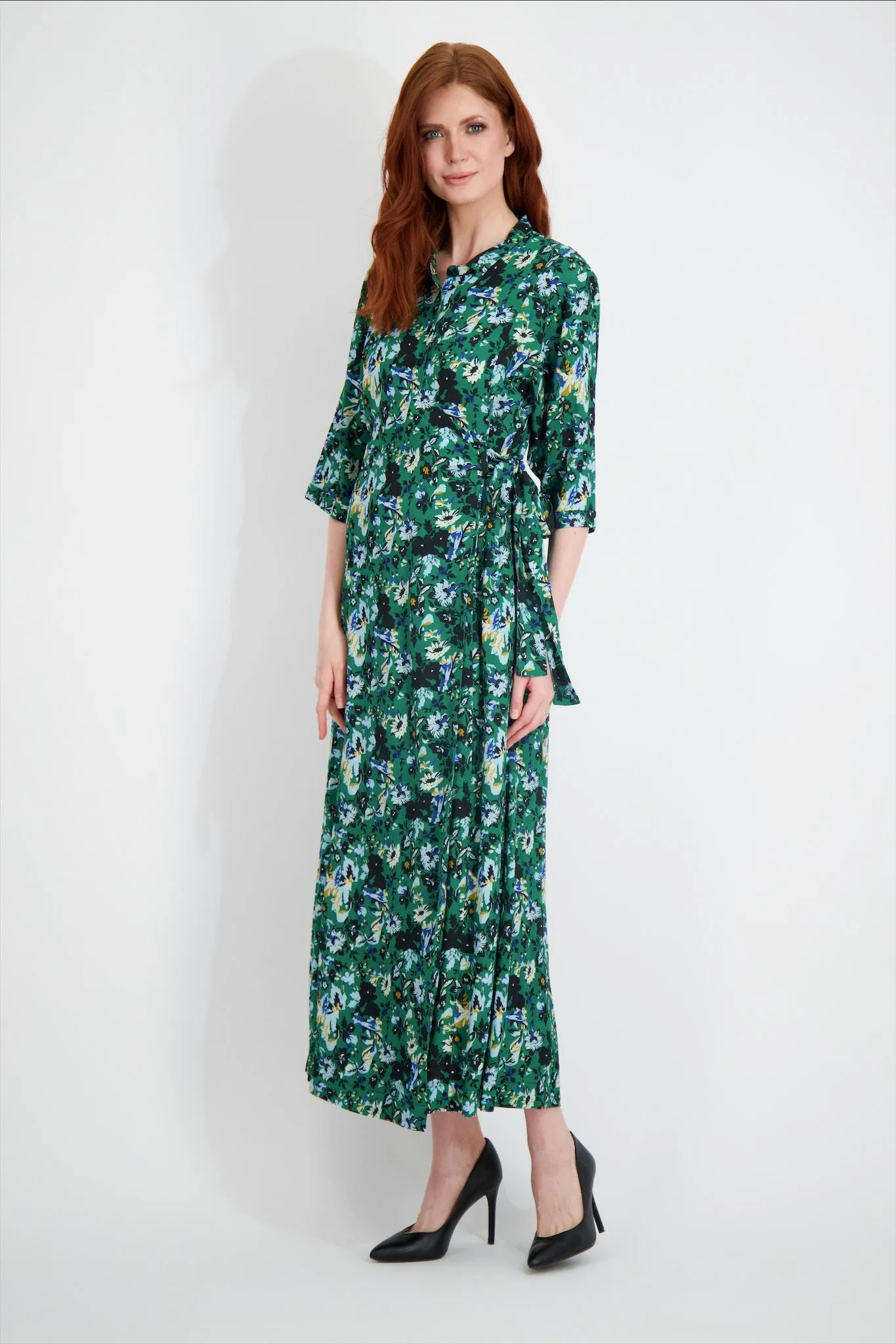 Pashmina Mock Wrap Over Maxi Print