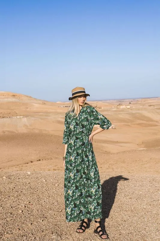 Pashmina Mock Wrap Over Maxi Print