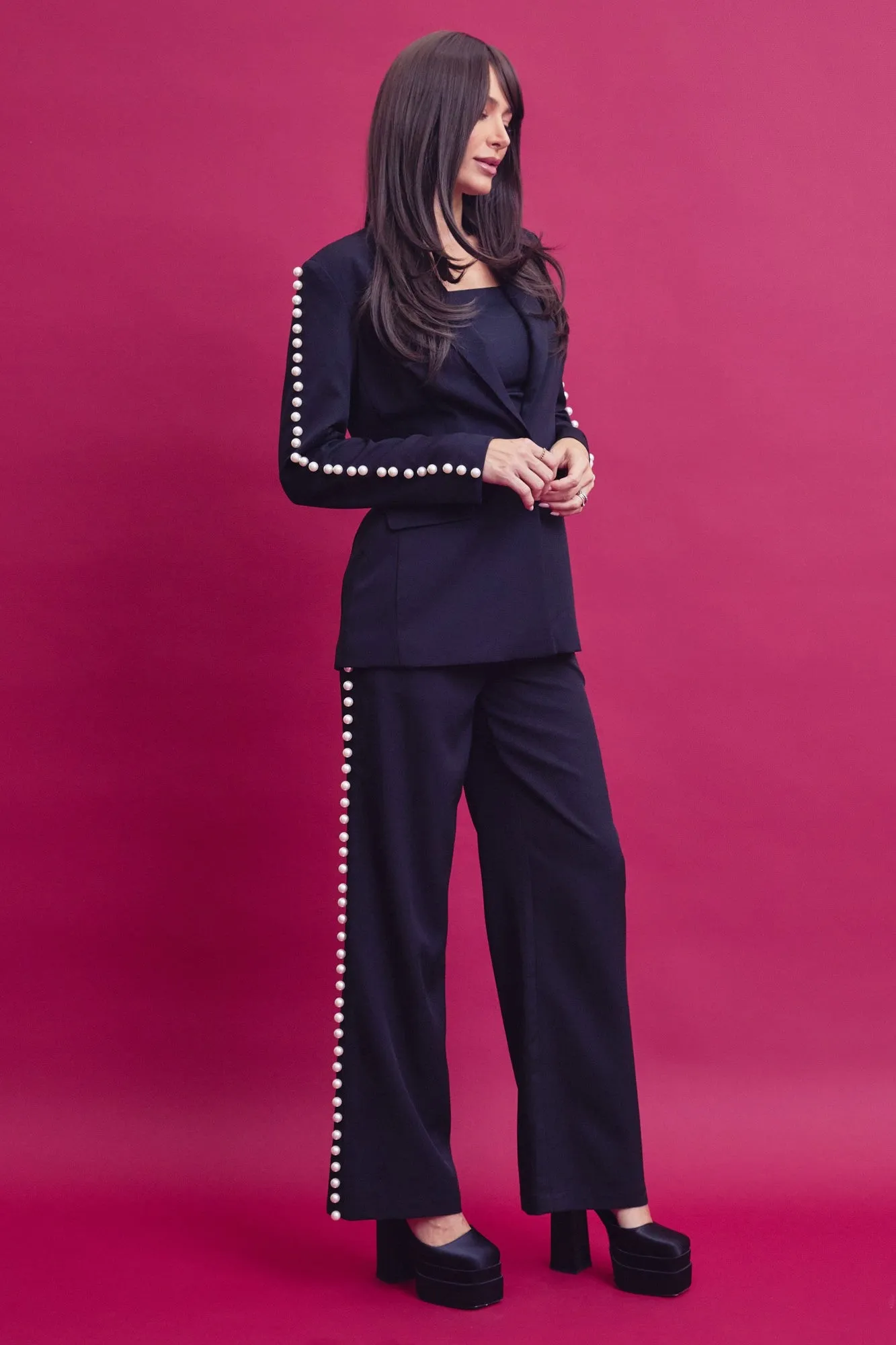 pearl detail pants