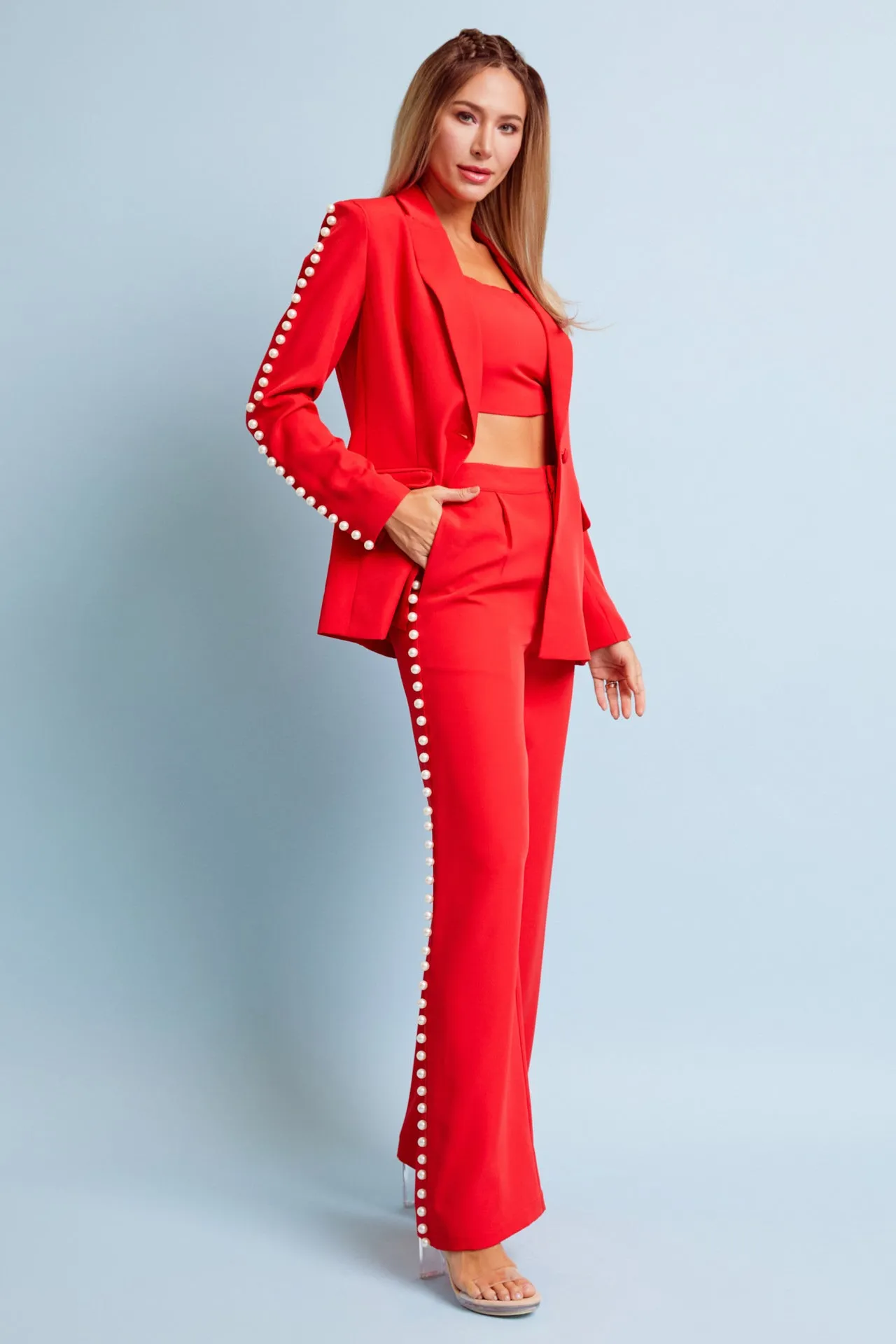 pearl detail pants