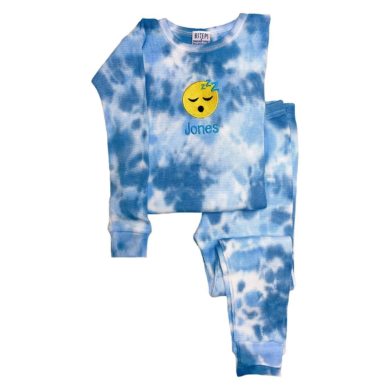 Personalized Tie Dye Choose Your Own Emoji Thermal Pajama Set