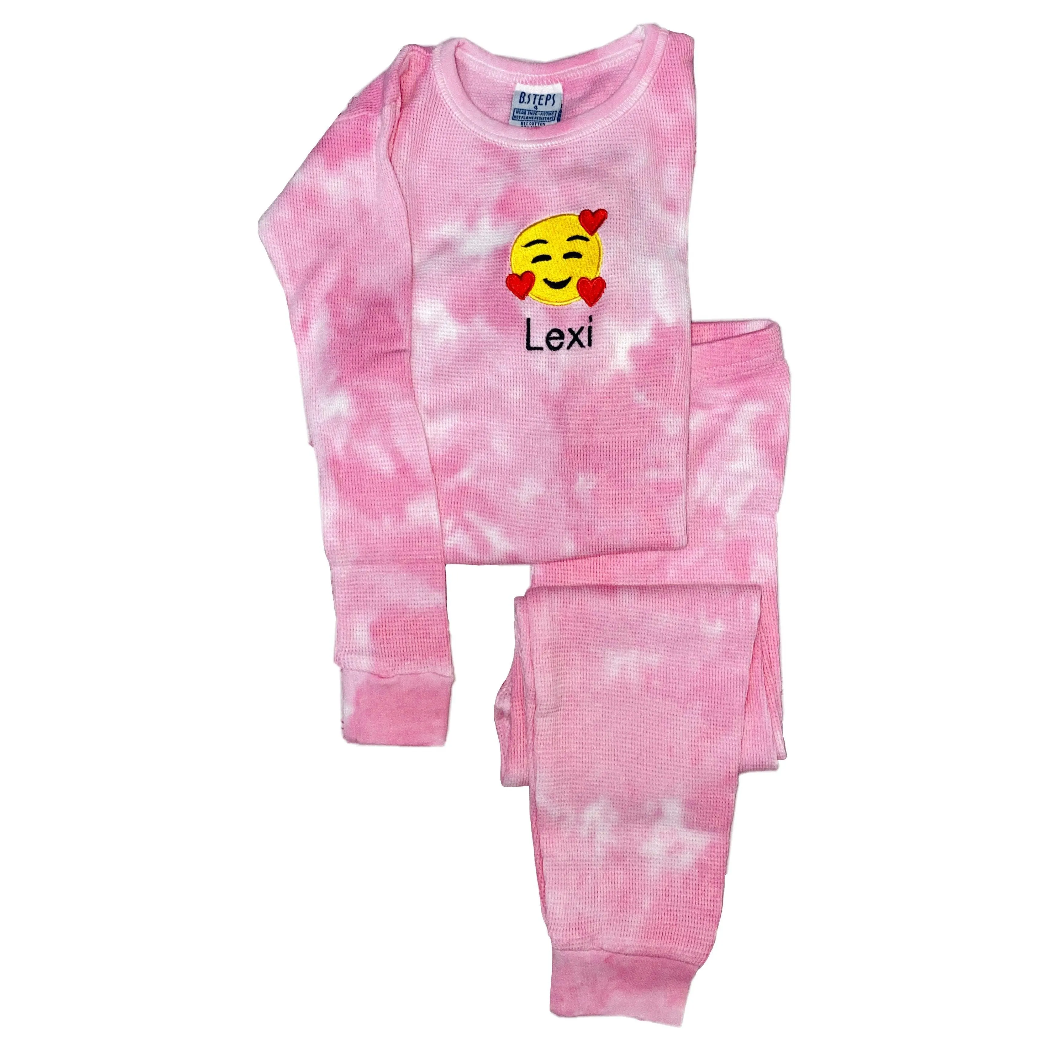 Personalized Tie Dye Choose Your Own Emoji Thermal Pajama Set