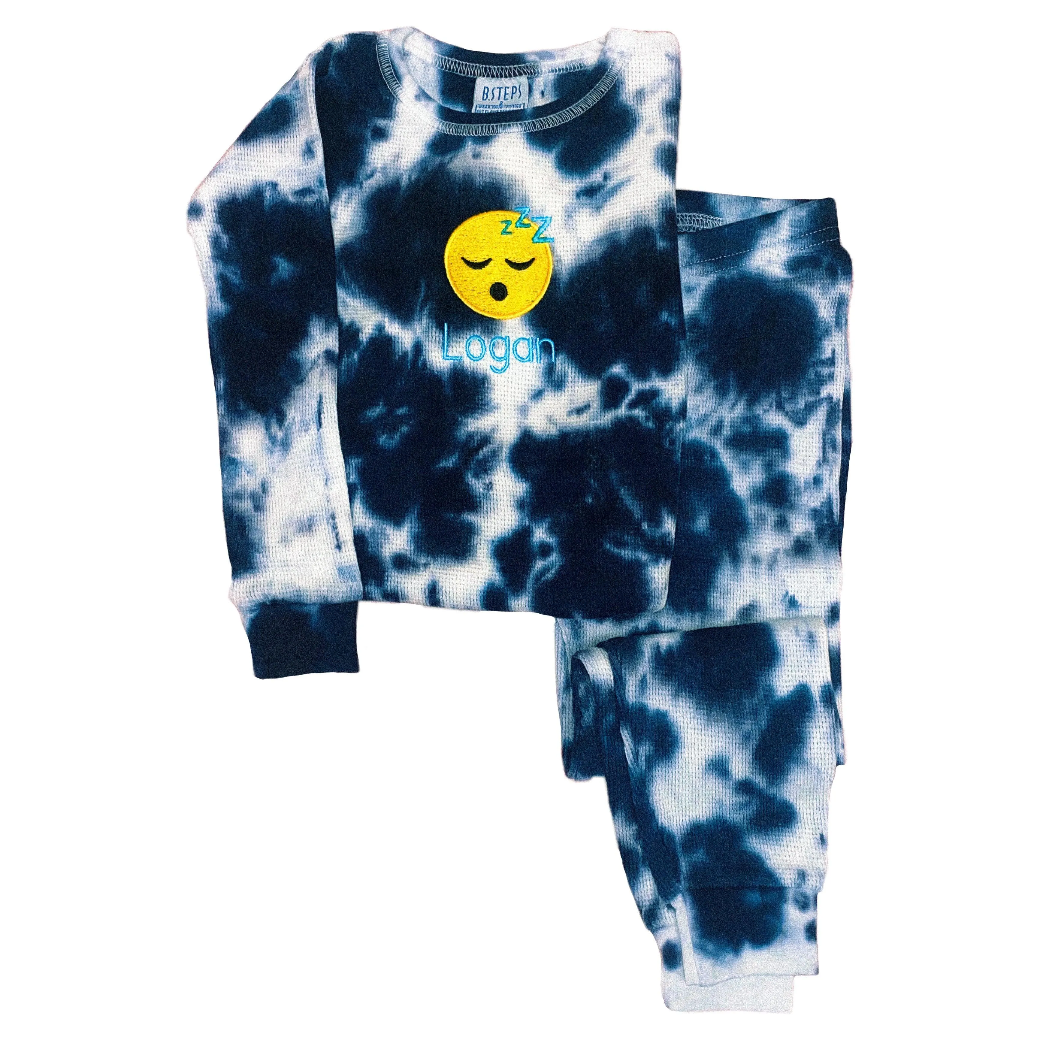 Personalized Tie Dye Choose Your Own Emoji Thermal Pajama Set