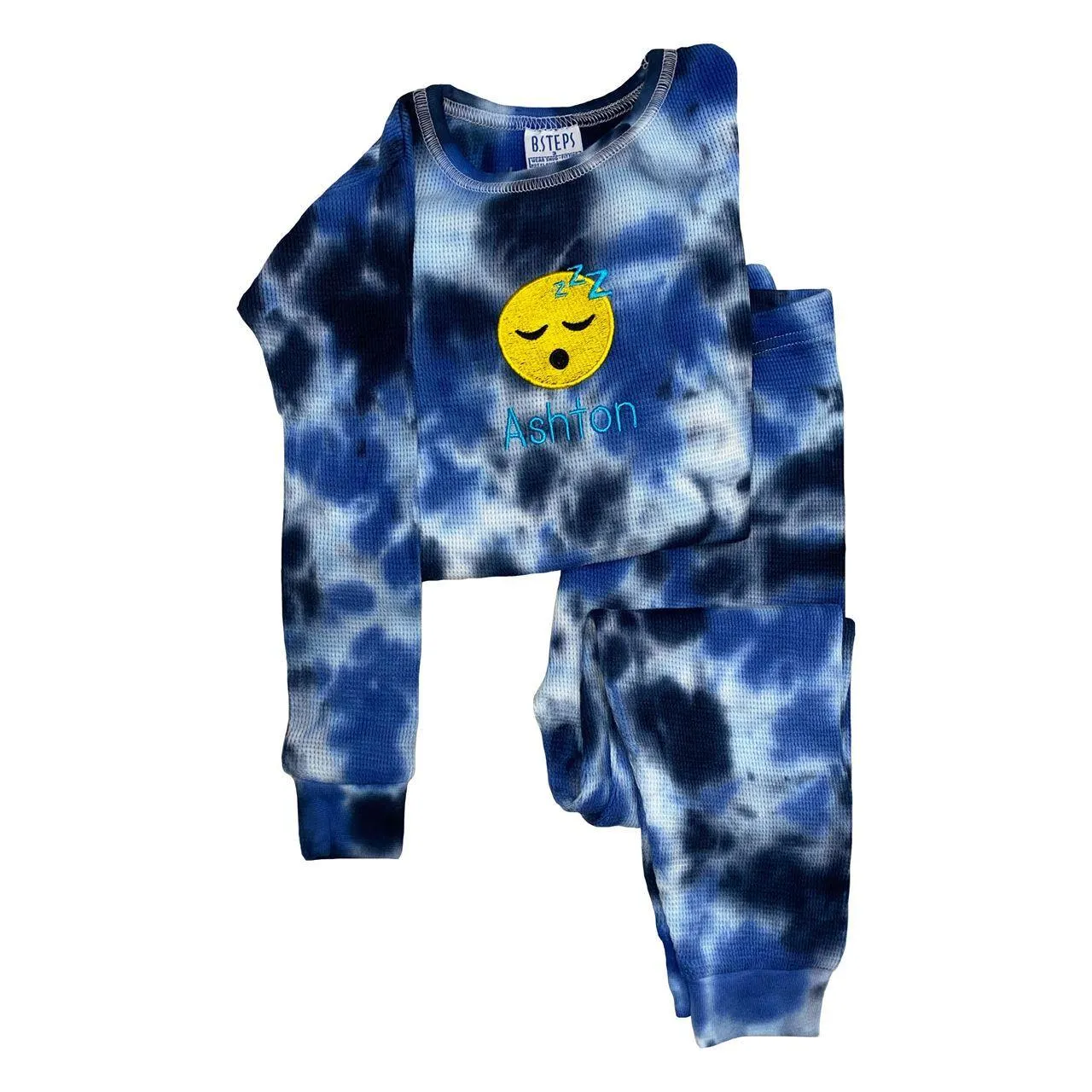 Personalized Tie Dye Choose Your Own Emoji Thermal Pajama Set