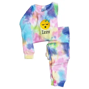 Personalized Tie Dye Choose Your Own Emoji Thermal Pajama Set