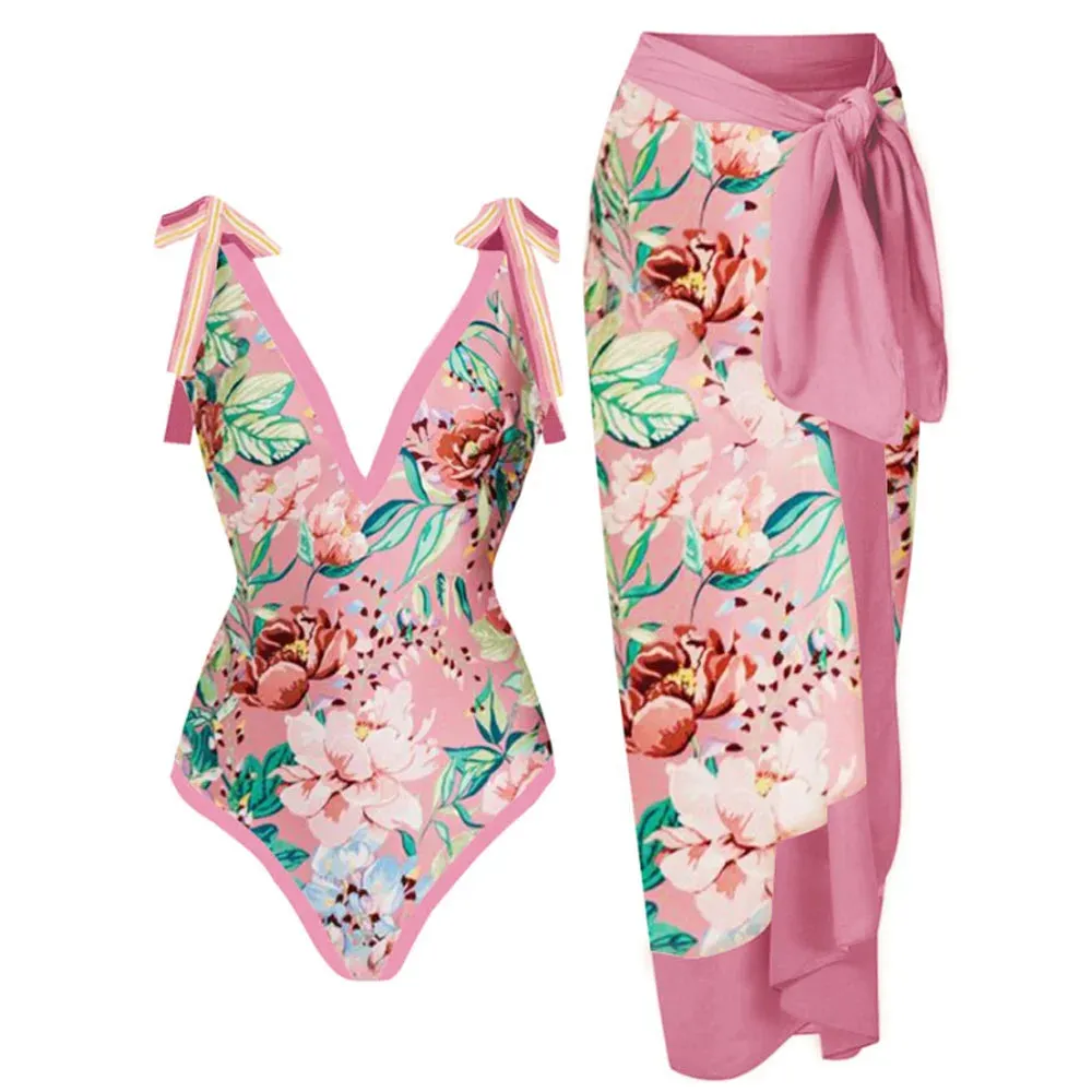 Pink Floral Bikini and Cover-Up