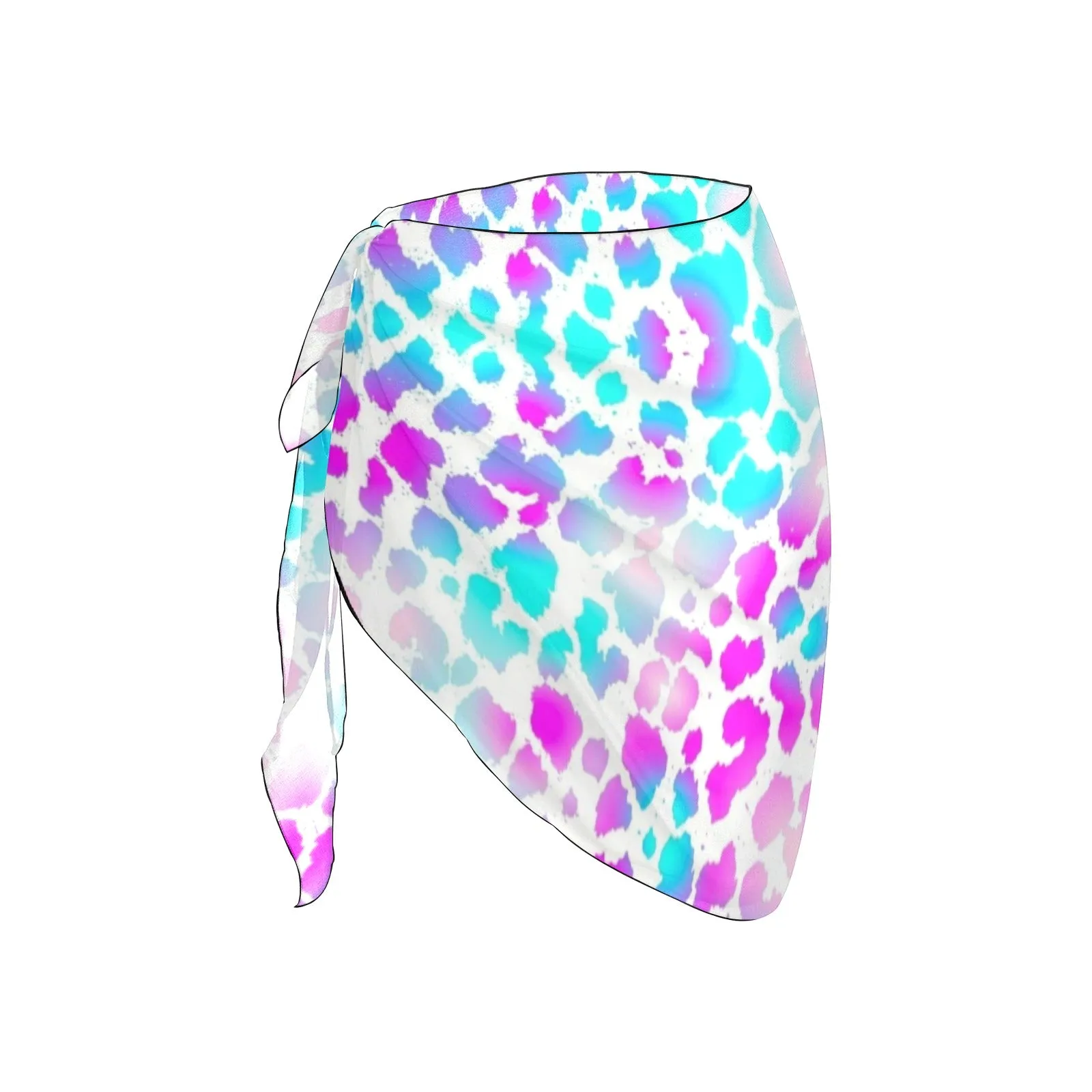Pink Purple Aqua Spots Short Chiffon Sarong Wrap up to 5 XL (FWS)