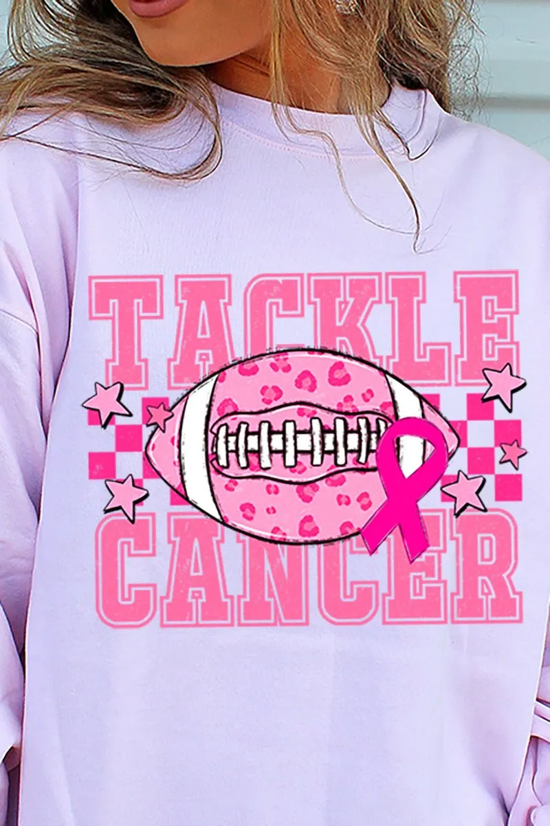 Pink Tackle Cancer Heavy-weight Crew Sweatshirt