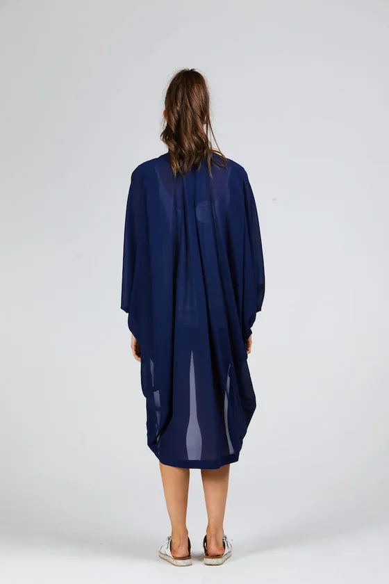 Plain Kimono Navy Long
