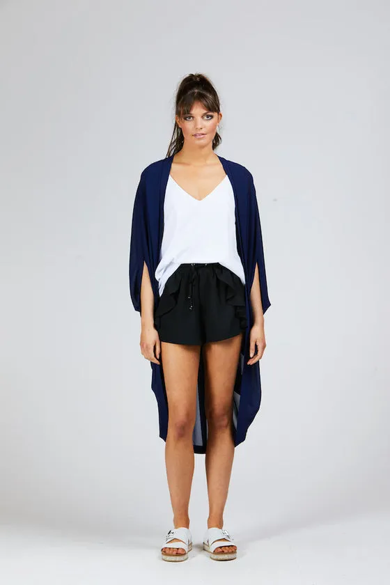 Plain Kimono Navy Long