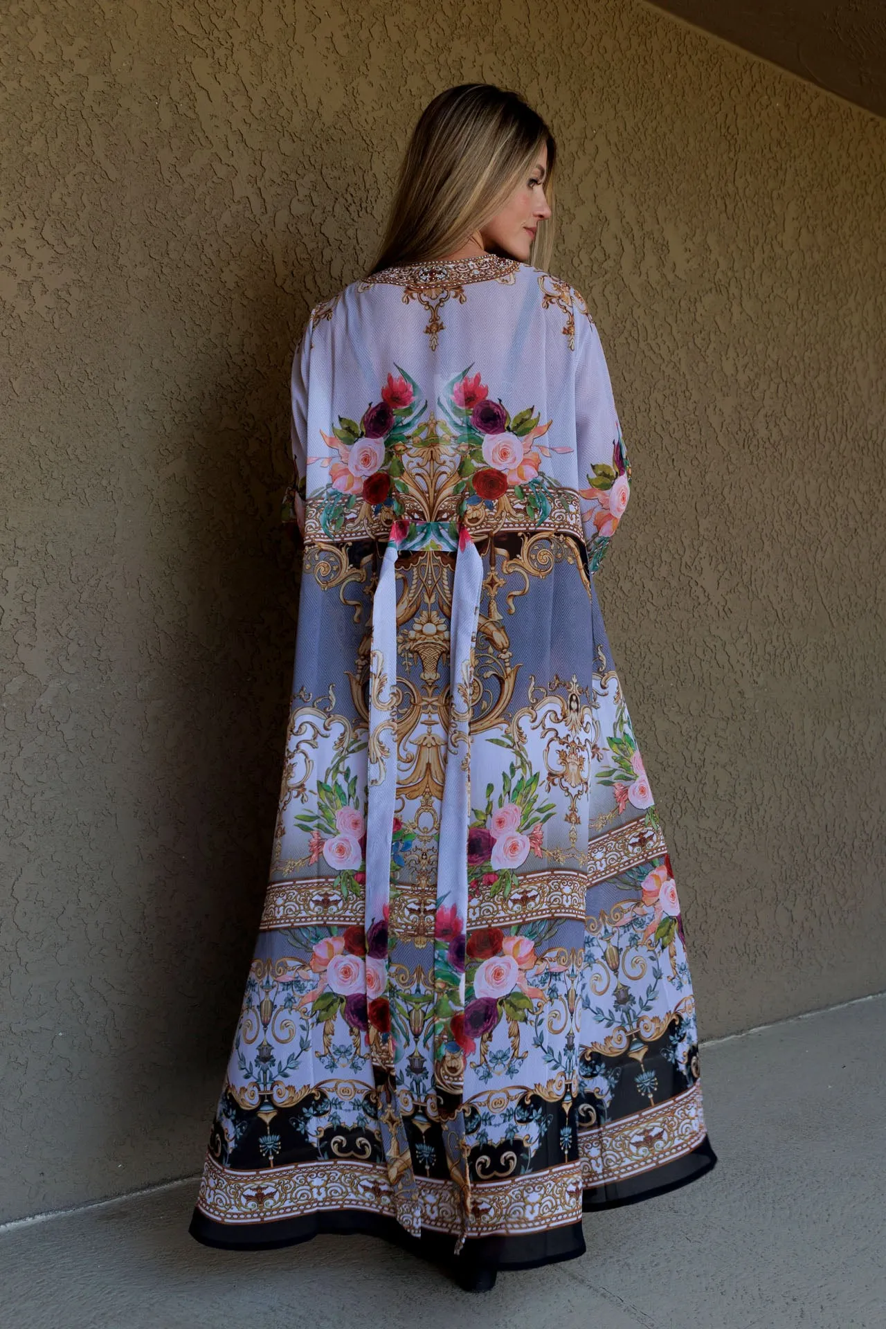 Printed Full Sleeve Coverup Dress