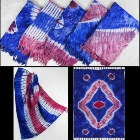 Red, White and Blue Tie-Dye Sarongs