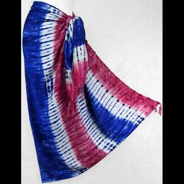 Red, White and Blue Tie-Dye Sarongs