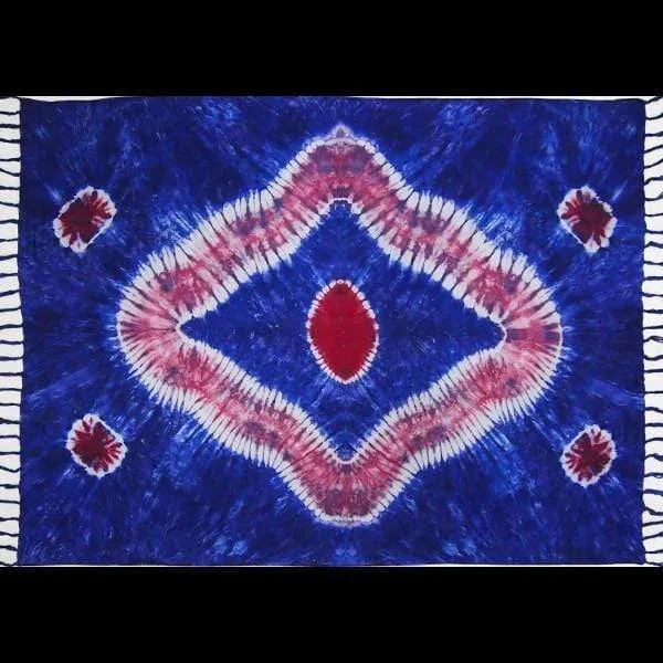 Red, White and Blue Tie-Dye Sarongs