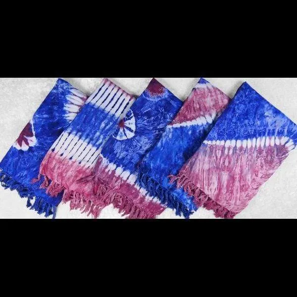 Red, White and Blue Tie-Dye Sarongs