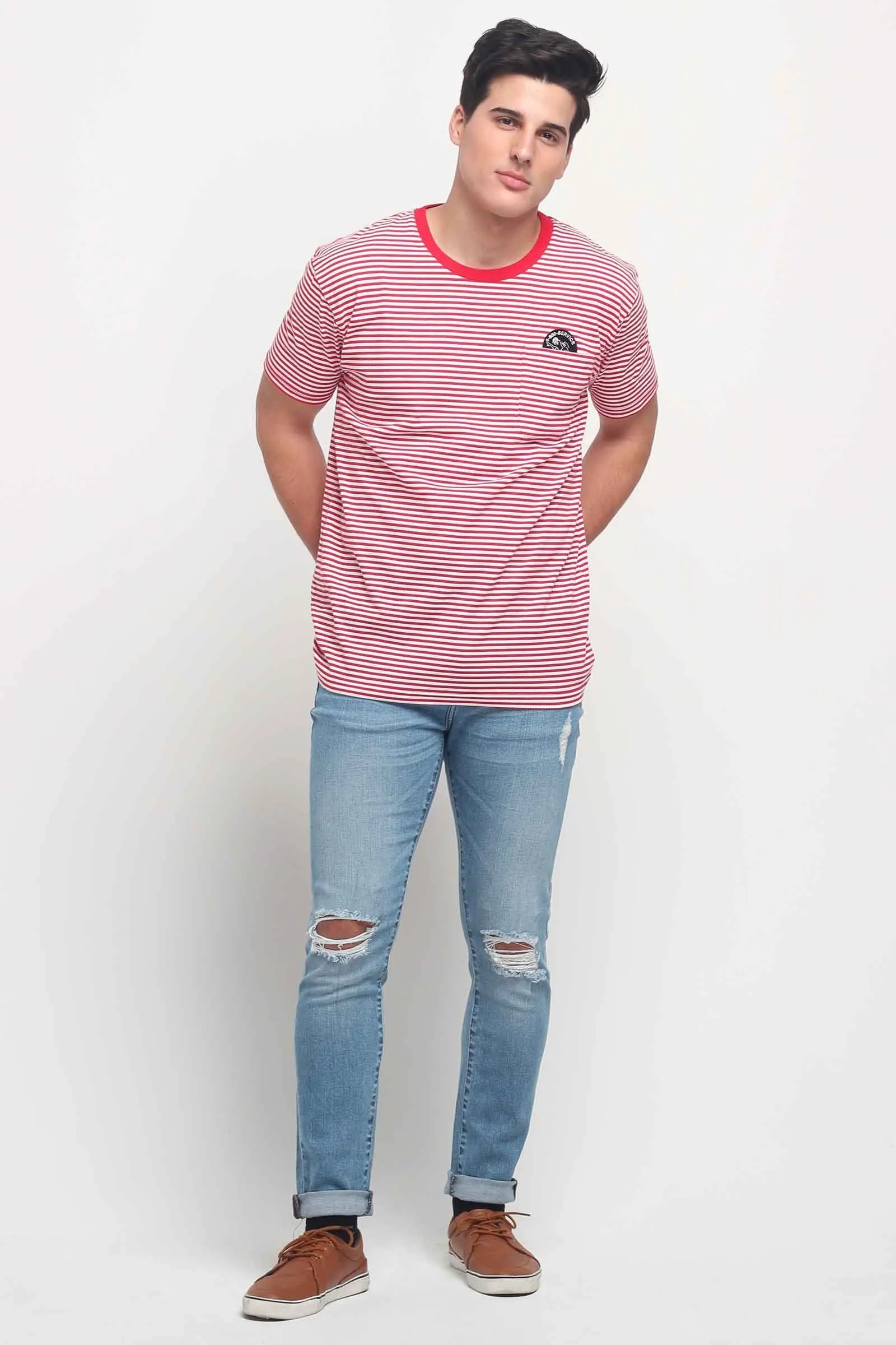 Relaxed Fit Tee With Patch And Pocket Detail