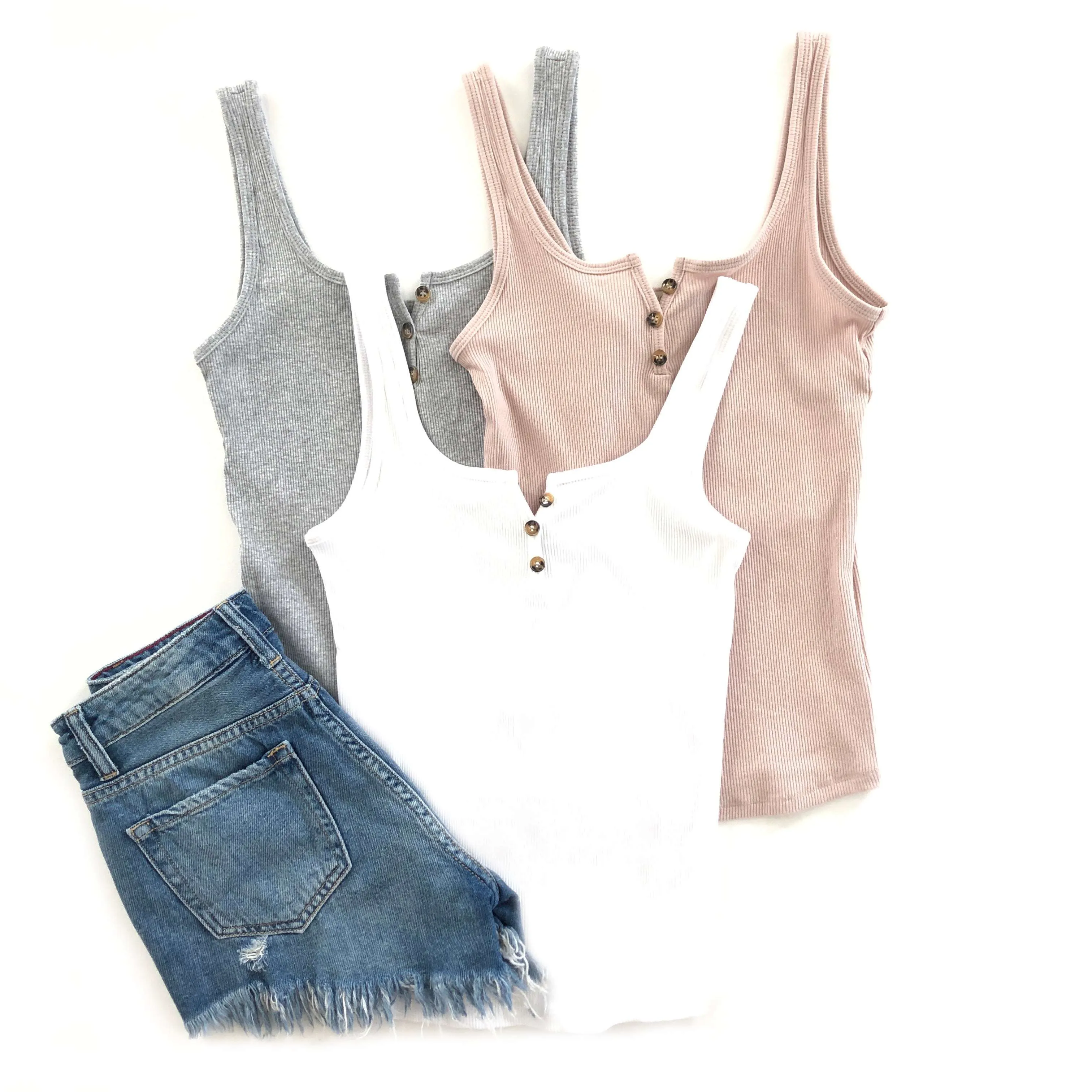 Ribbed Henley Tank