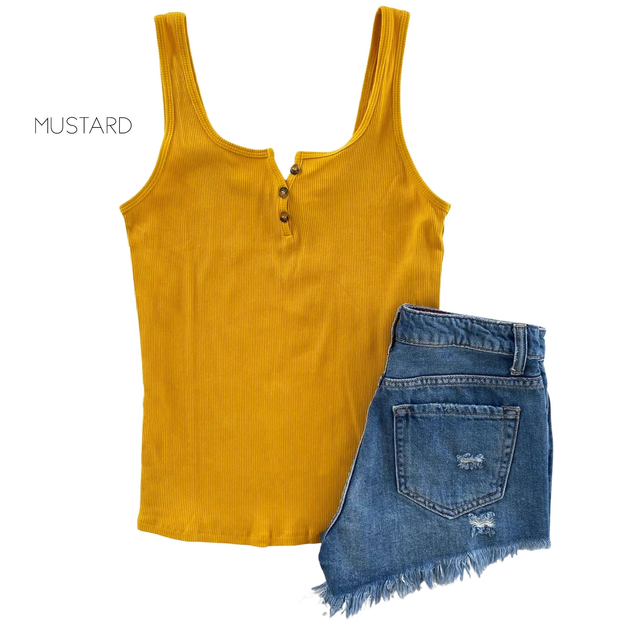 Ribbed Henley Tank