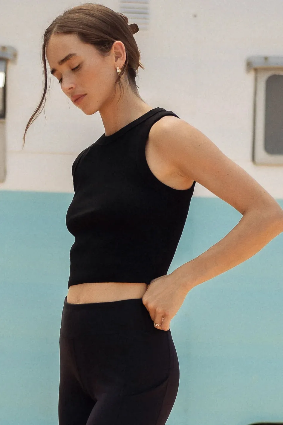Selena Ribbed Tank in Black - FINAL SALE