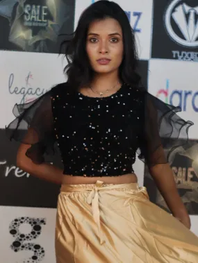 Sequins Crop Tops Blouse