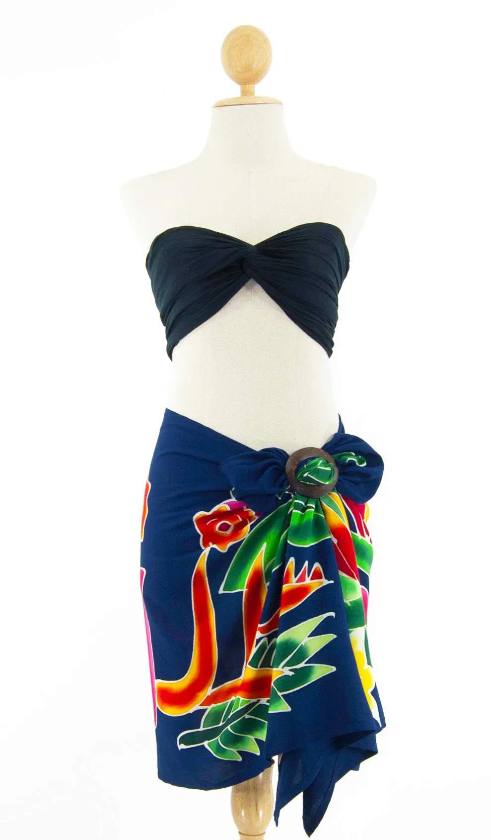 Short Hand-Painted Sarong with Fringe