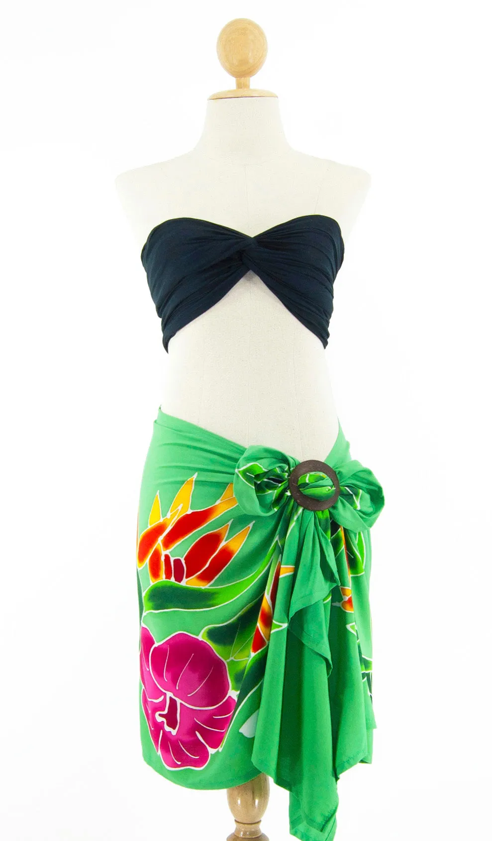 Short Hand-Painted Sarong with Fringe