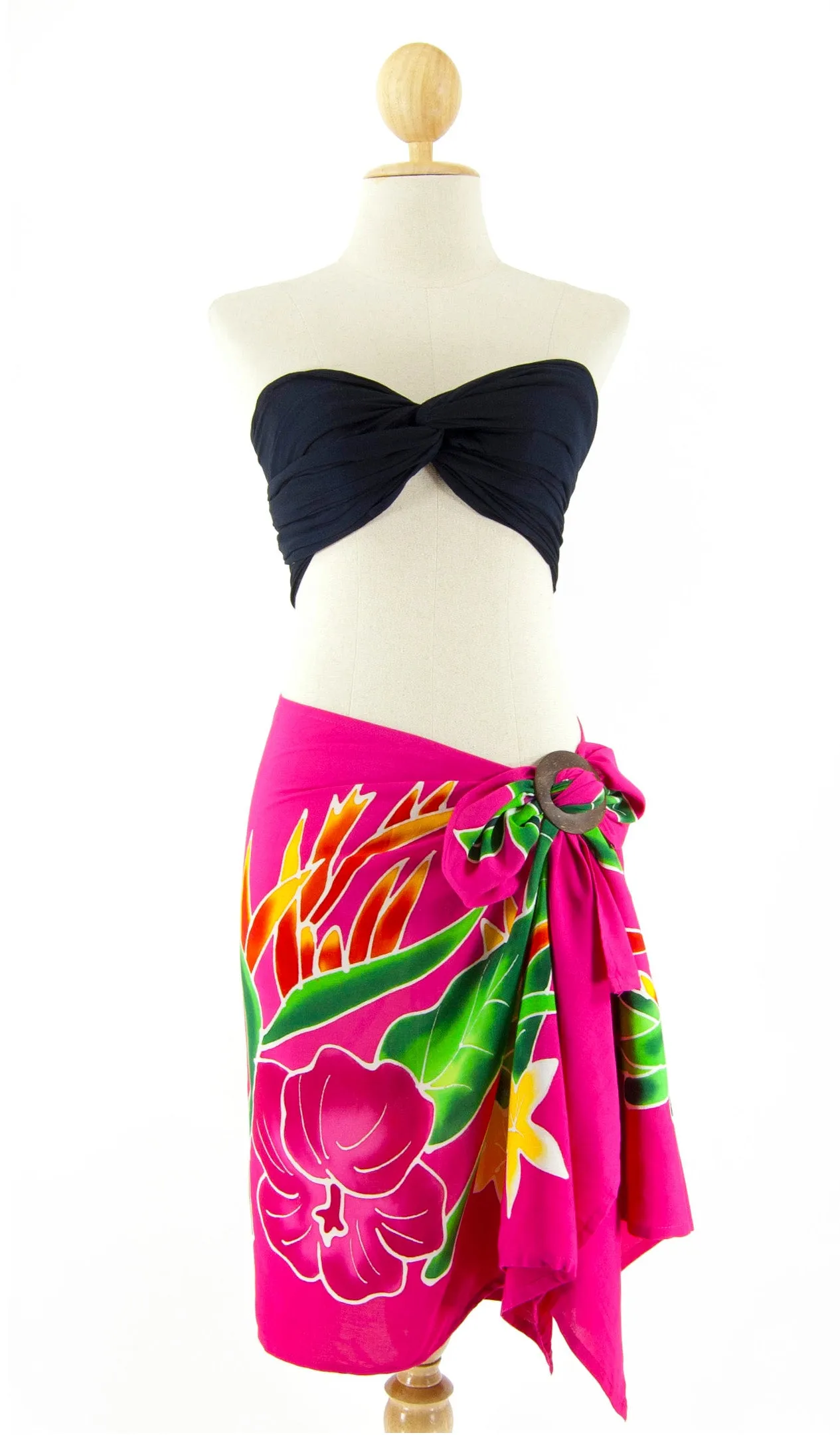 Short Hand-Painted Sarong with Fringe