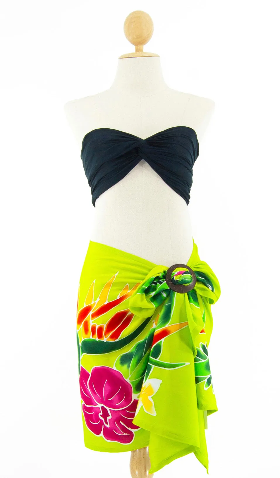 Short Hand-Painted Sarong with Fringe