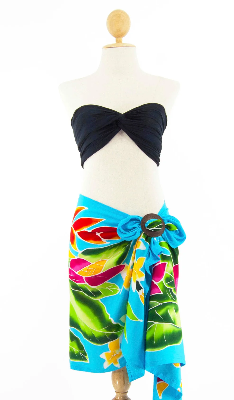 Short Hand-Painted Sarong with Fringe