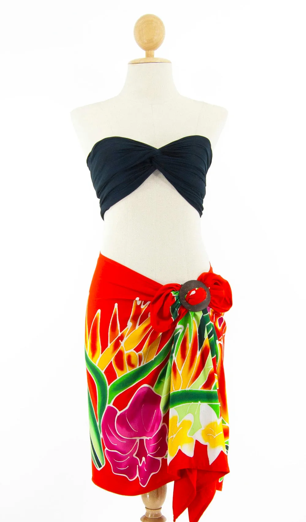Short Hand-Painted Sarong with Fringe