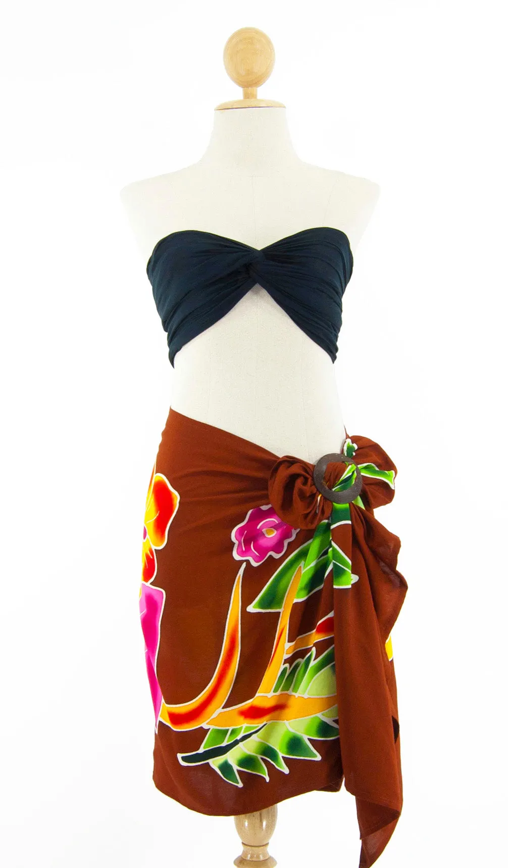 Short Hand-Painted Sarong with Fringe