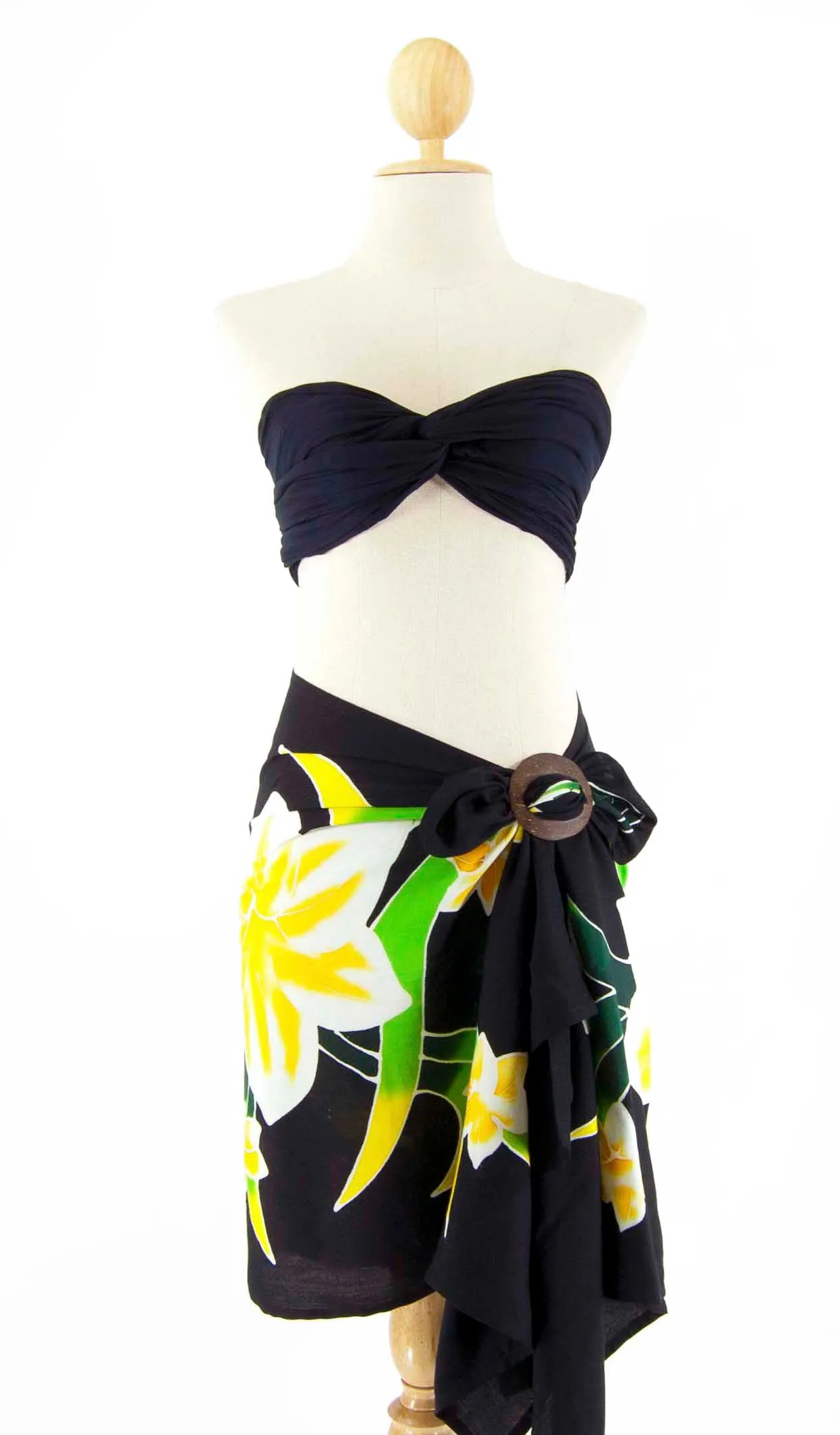 Short Hand-Painted Sarong with Fringe