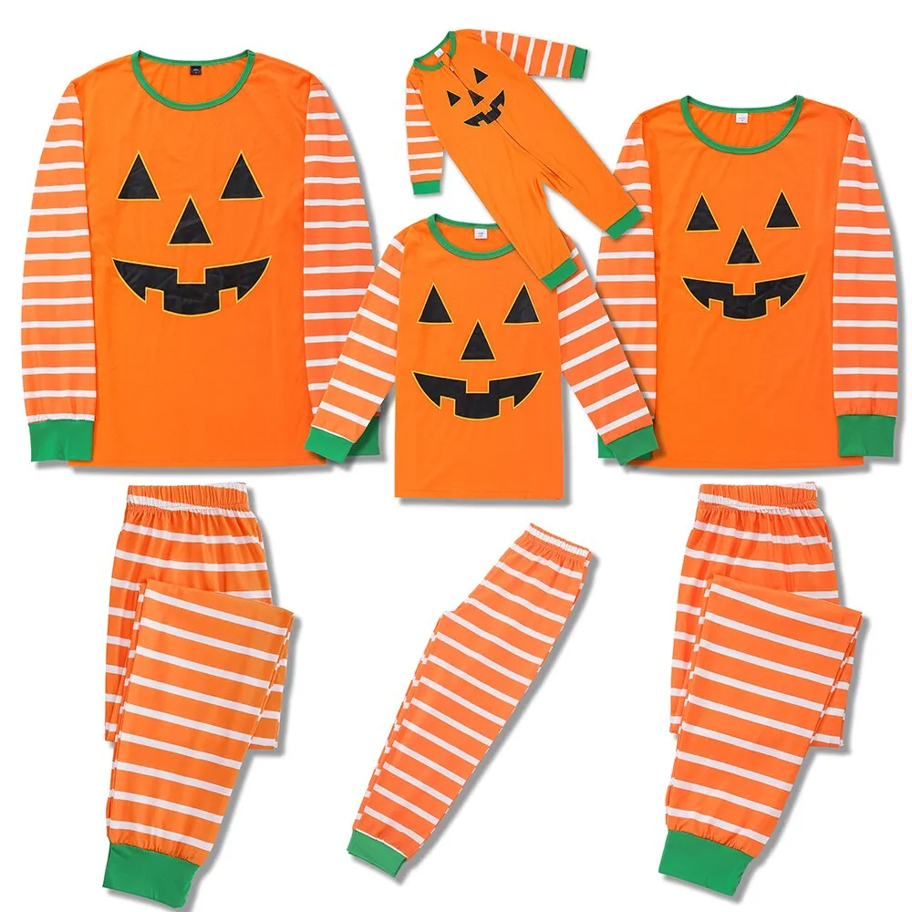 Soft Pumpkin Family Matching Pajama Sets