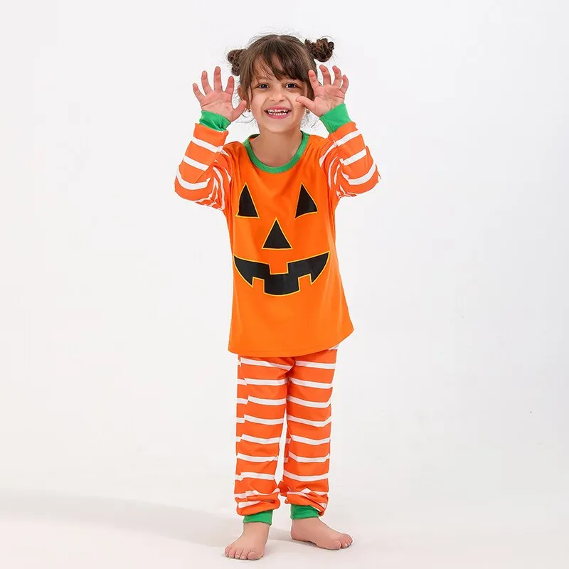 Soft Pumpkin Family Matching Pajama Sets