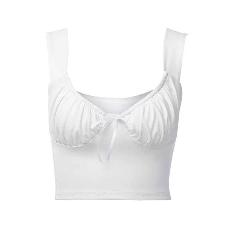 Spaghetti Straps Bow Crop Top