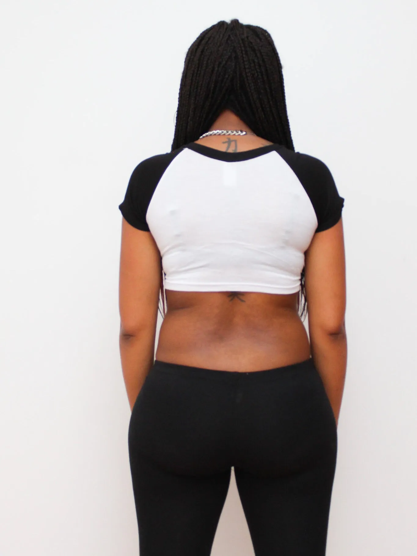 Steelers Forever Short Sleeve Raglan White and Black Crop Top / Made in USA