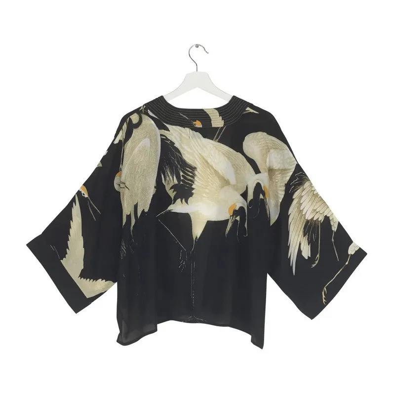 Stork Crepe Kimono Black